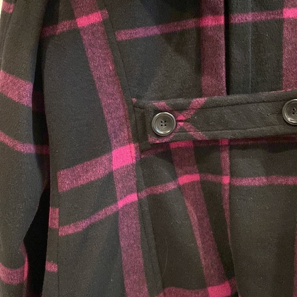 EUC Steve Madden Size L Large Plaid Hooded Pea Coat Jacket With Toggles Pockets - Picture 13 of 13